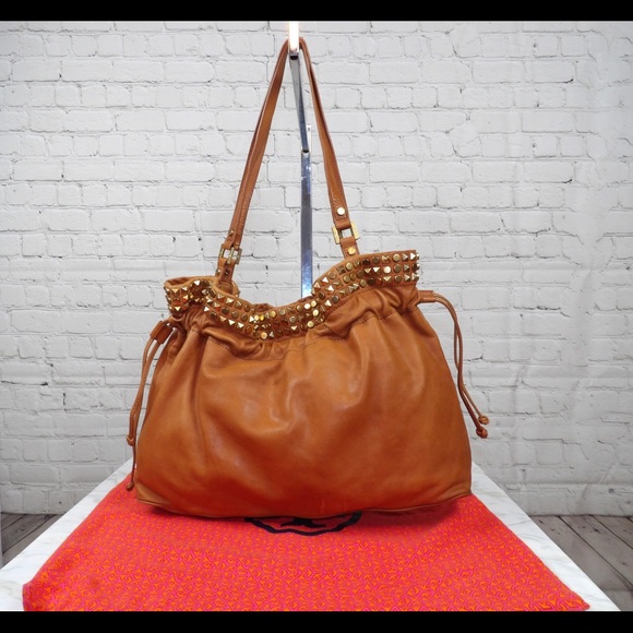 Tory Burch Linden Leather studded drawstring tote - Picture 2 of 12